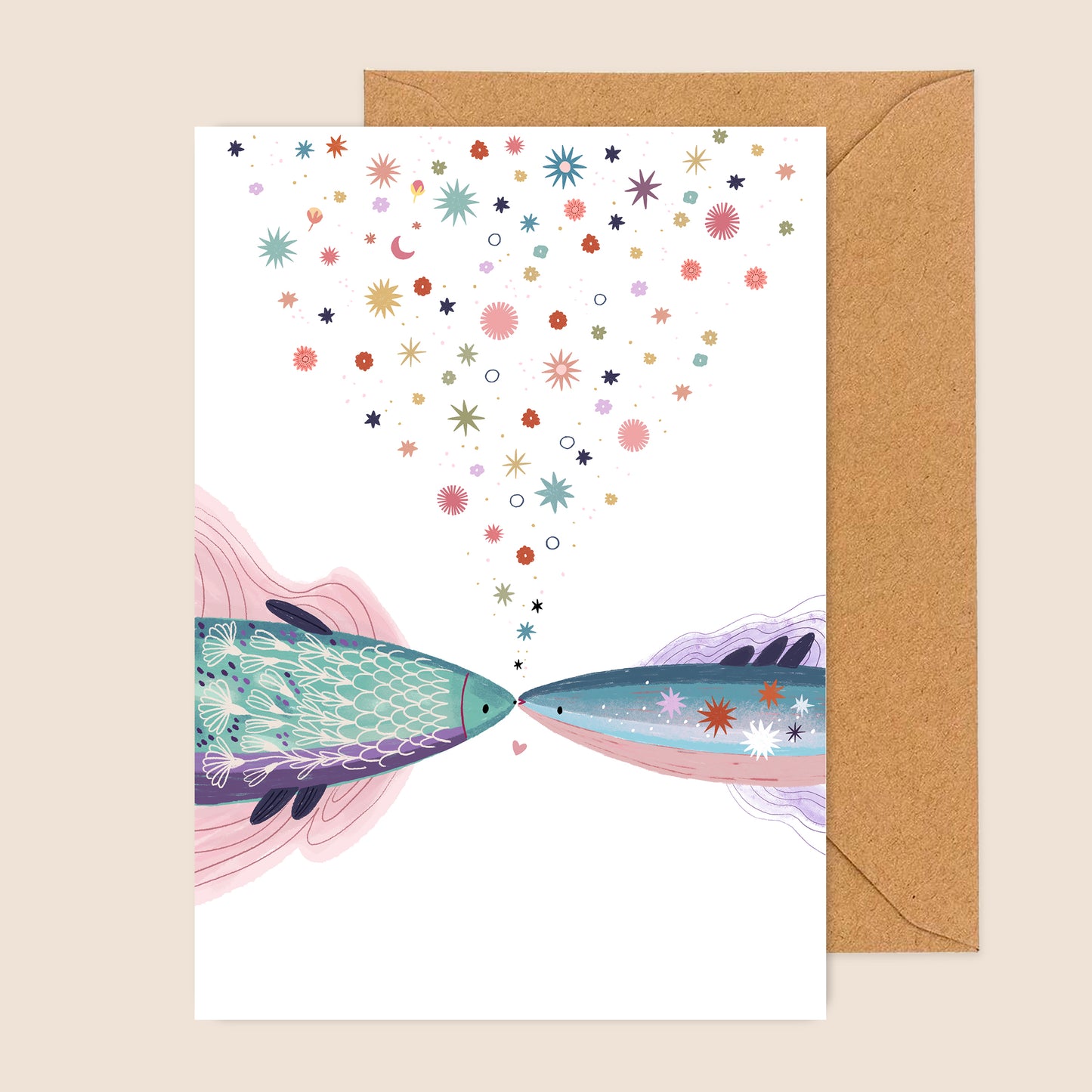 carte A6 illustrée - Fish love