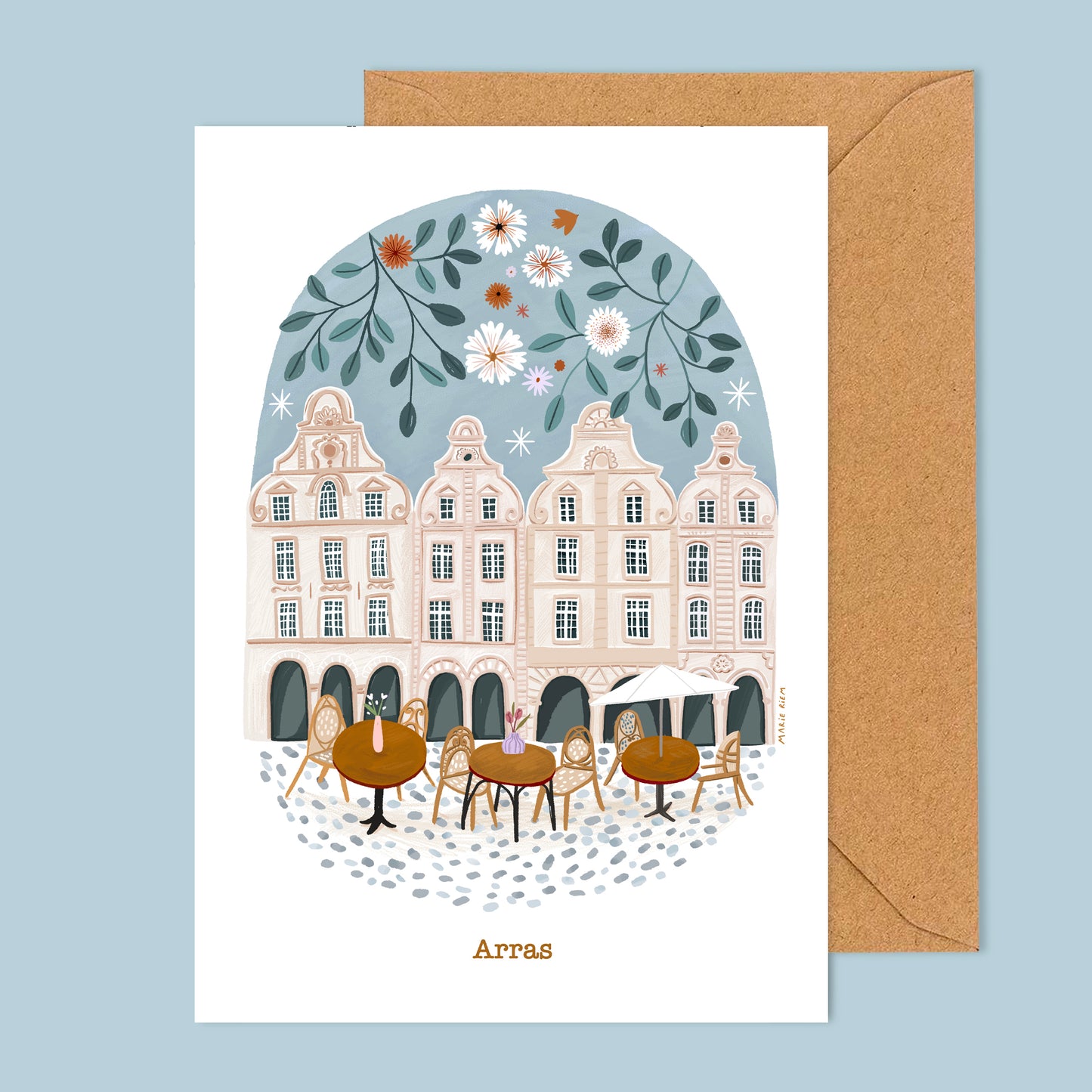 carte A6 illustrée - Arras - La place