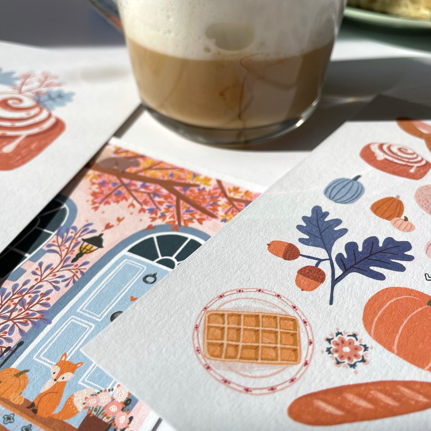 carte A6 illustrée - "pain chaud et feuilles qui craquent"