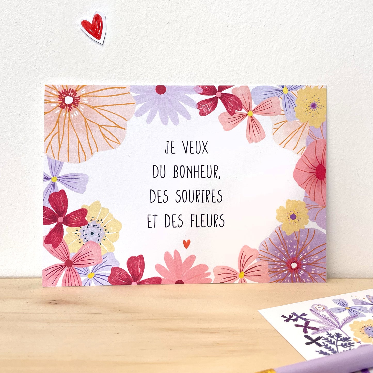 carte A6 illustrée - Des sourires et des fleurs
