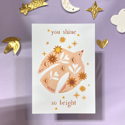 carte A6 illustrée - You shine so bright ✨