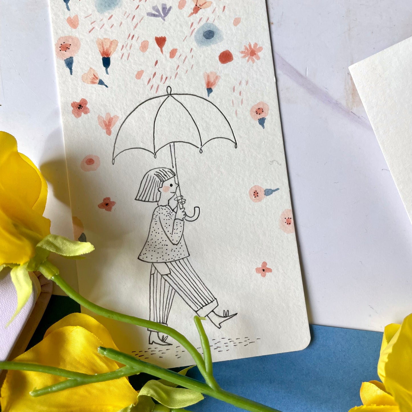 marque-page - pluie de fleurs