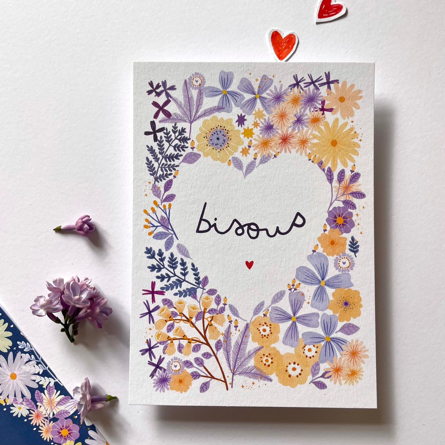 carte A6 illustrée - bisous