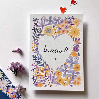 carte A6 illustrée - bisous