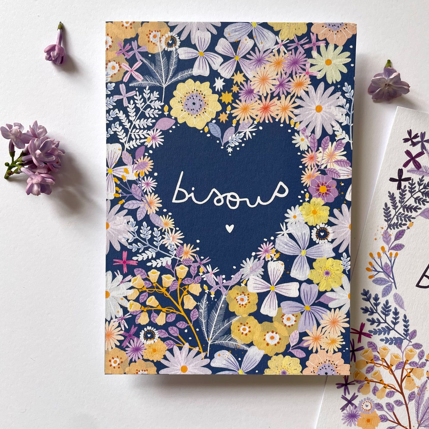 carte A6 illustrée - bisous