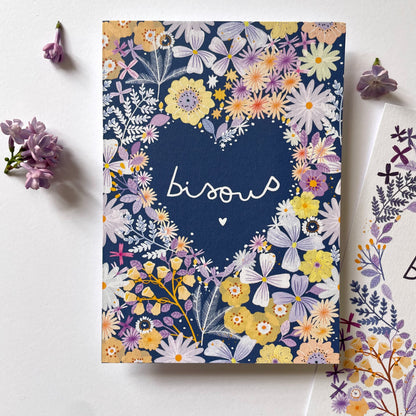 carte A6 illustrée - bisous
