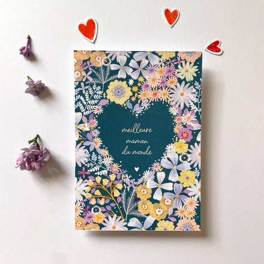 carte A6 illustrée - Meilleure maman du monde