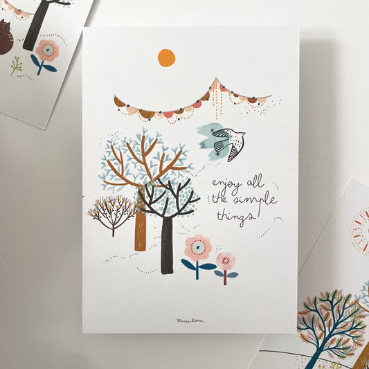 carte A6 illustrée - Enjoy all the simple things