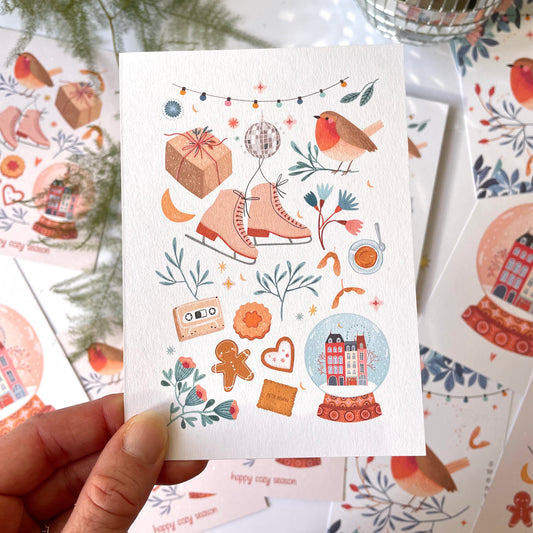 carte A6 illustrée - doux hiver