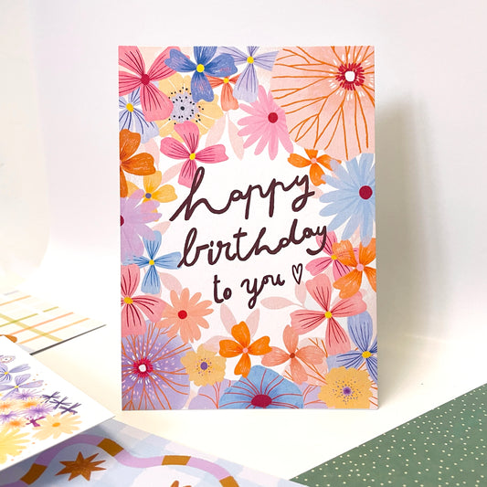 carte A6 illustrée - happy birthday