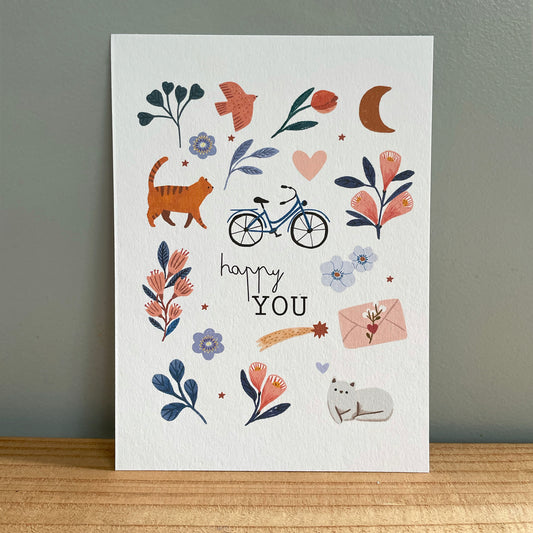 carte A6 illustrée - Happy you