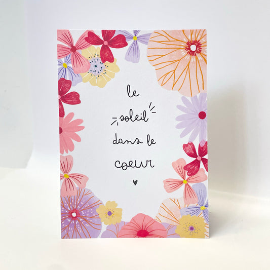 carte A6 illustrée - le soleil dans le coeur