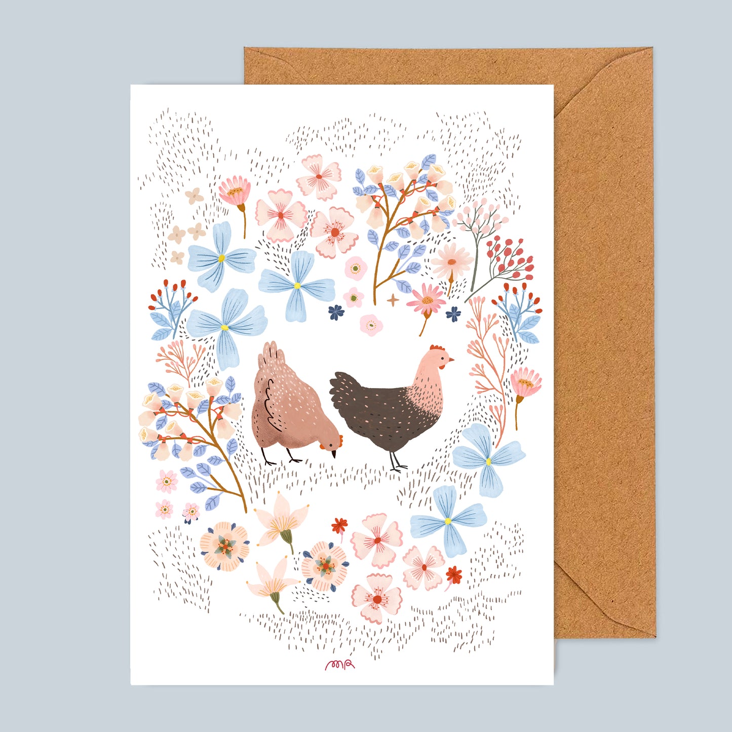 carte A6 illustrée - les poules