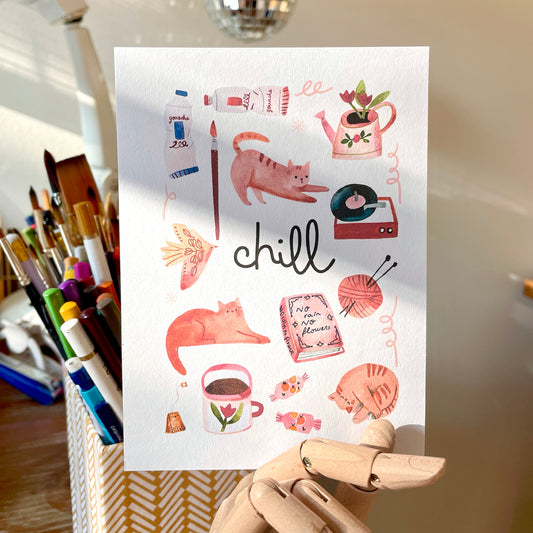 carte A6 illustrée - Chill
