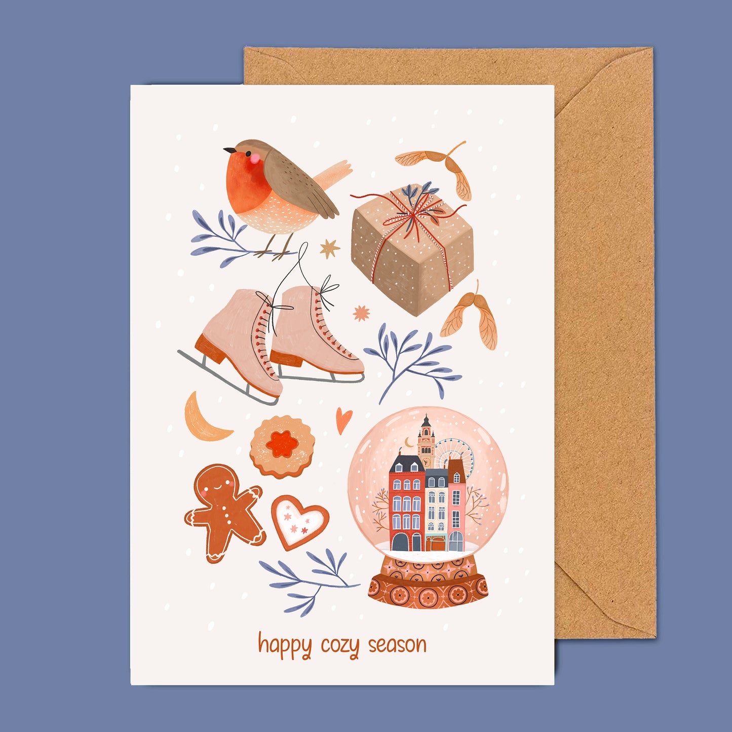 carte A6 illustrée - happy cozy season