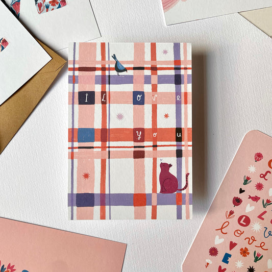 carte A6 illustrée - I love you