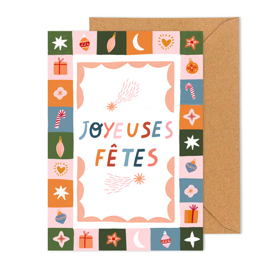 carte A6 illustrée - Joyeuses fêtes