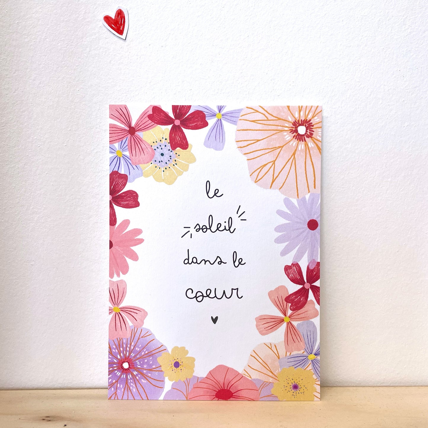 carte A6 illustrée - Le soleil dans le coeur