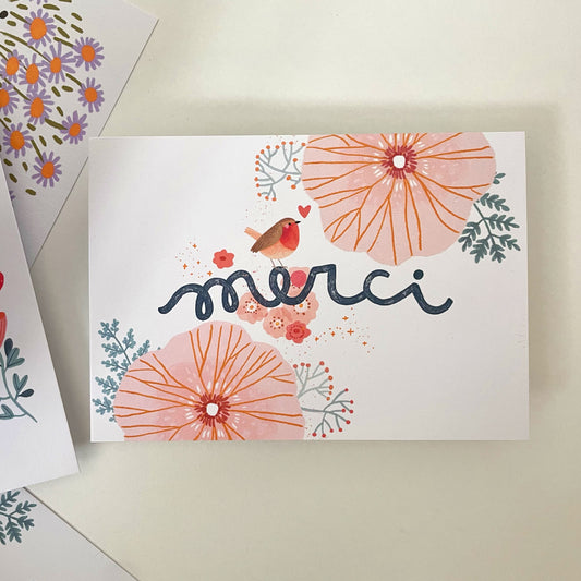 carte A6 illustrée - Merci