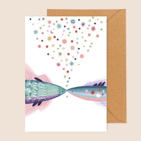 carte A6 illustrée - Fish love