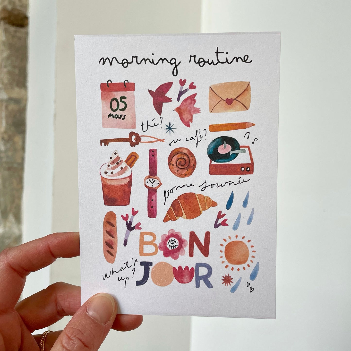 carte A6 illustrée - Morning routine