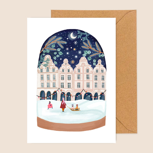 carte A6 illustrée - Arras sous la neige