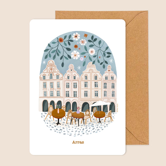 carte A6 illustrée - Arras - La place