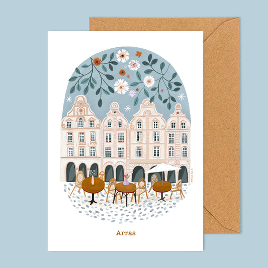 carte A6 illustrée - Arras - La place