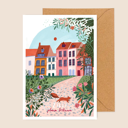 carte A6 illustrée - Lille - Place Gilleson