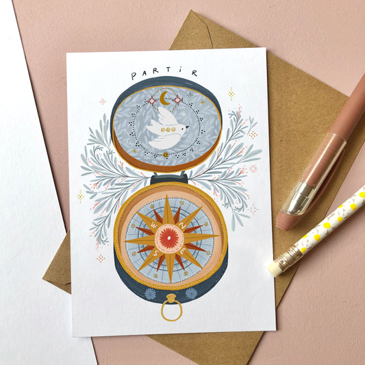 carte A6 illustrée - Partir
