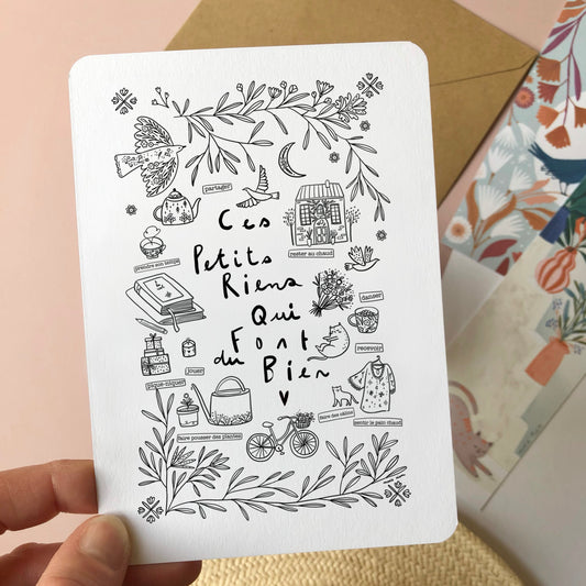 carte A6 illustrée - Ces petits riens qui font du bien