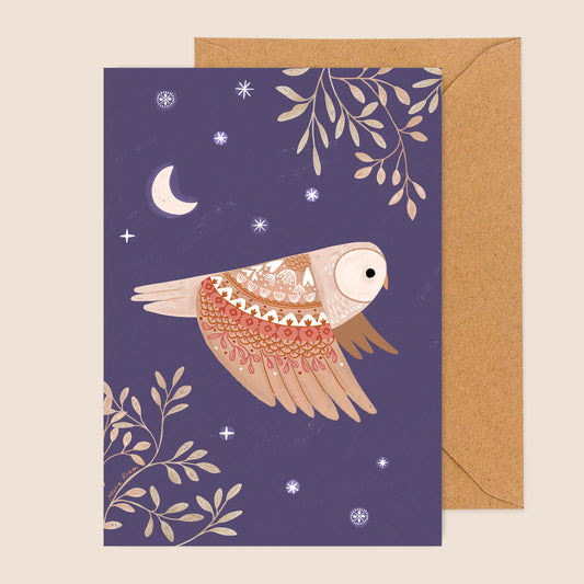 carte A6 illustrée - La chouette