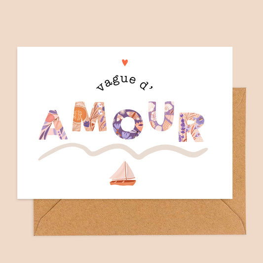 carte A6 illustrée - Vague d'amour