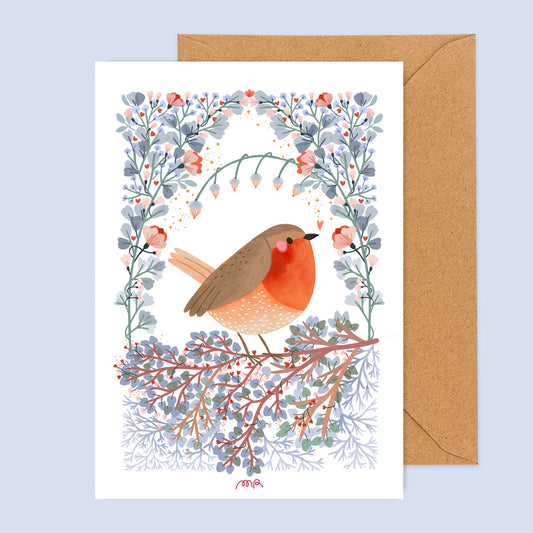 carte A6 illustrée - le rouge gorge