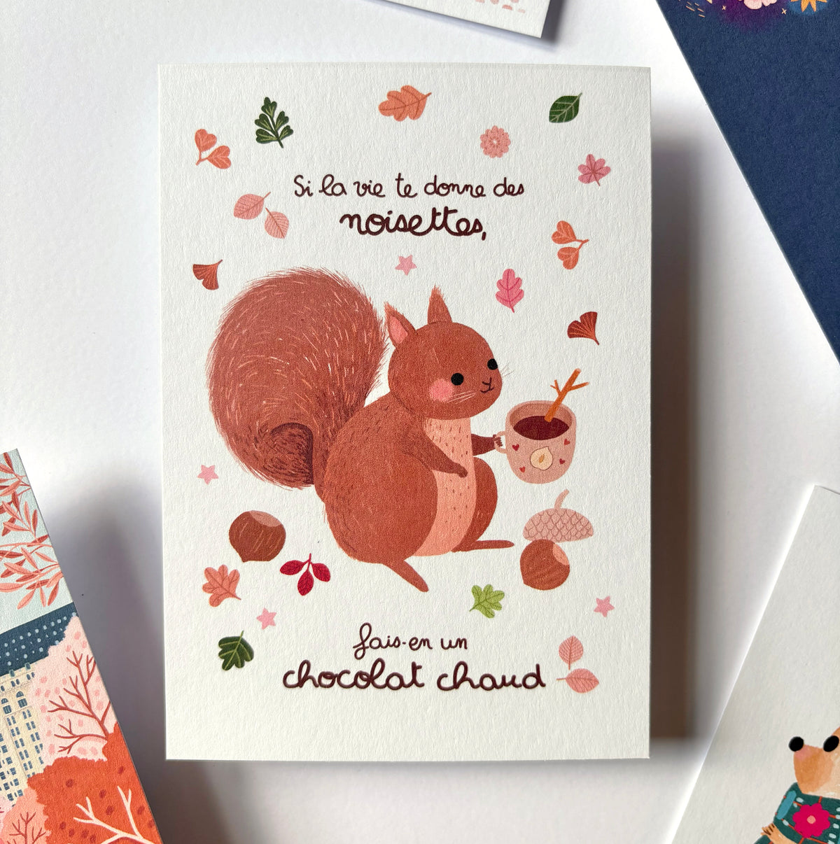 carte A6 illustrée - choco noisette