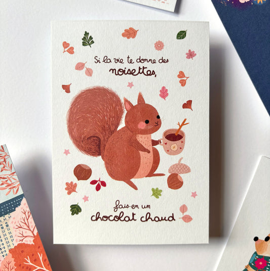 carte A6 illustrée - choco noisette