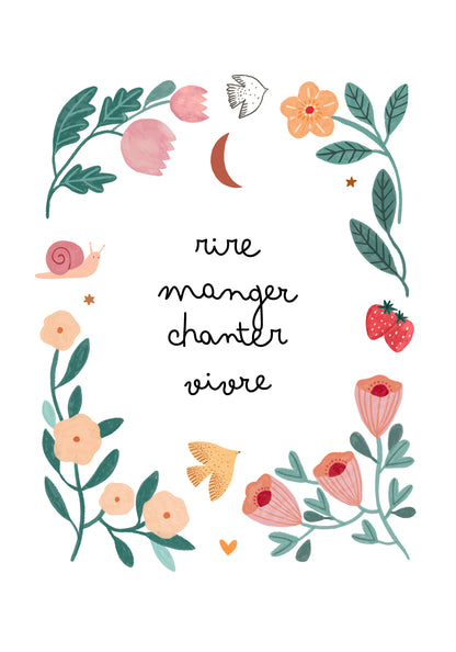 affiche - Rire, manger, chanter, vivre