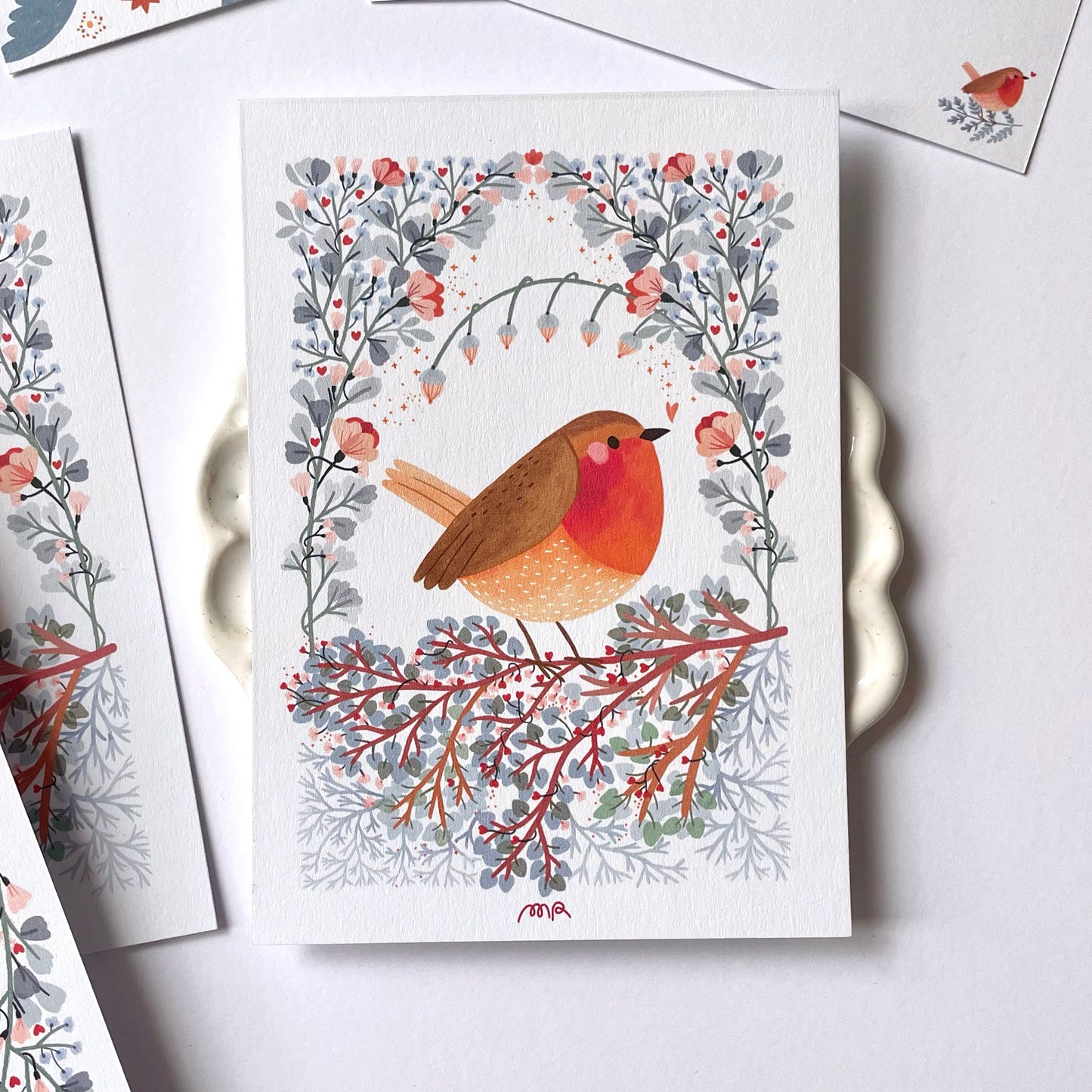 carte A6 illustrée - le rouge gorge